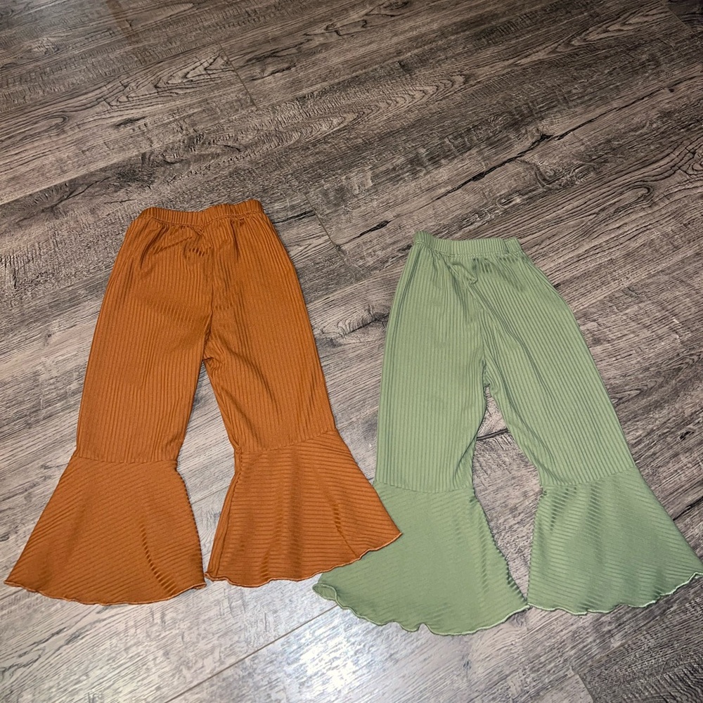 Kids Flared Bottoms in Orange and Green